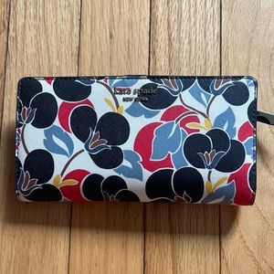 Kate Spade Blue and Red Floral Wallet